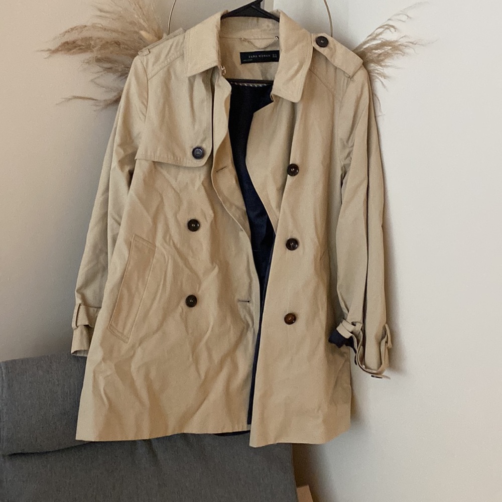 Zara khaki short trench jacket